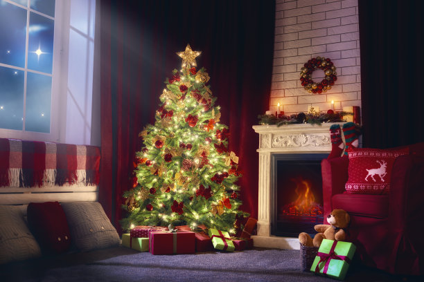 为圣诞节装饰的客厅图片下载