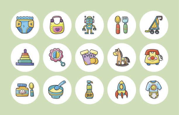 新生儿图标集，eps10图片下载