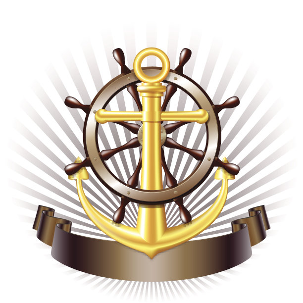 航海标志与金色锚，向量图片下载