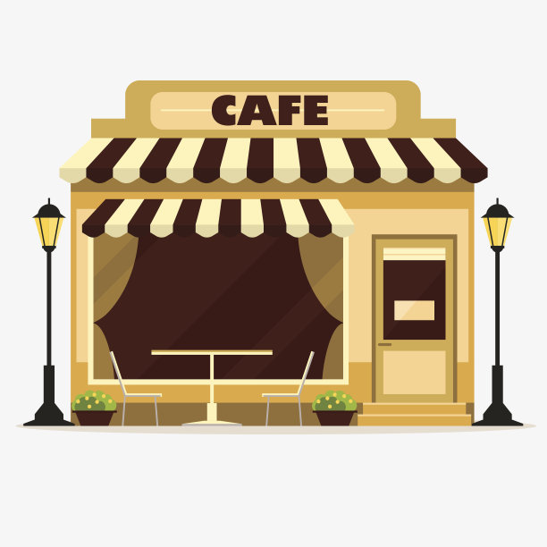 咖啡馆，街道店铺正面图片下载