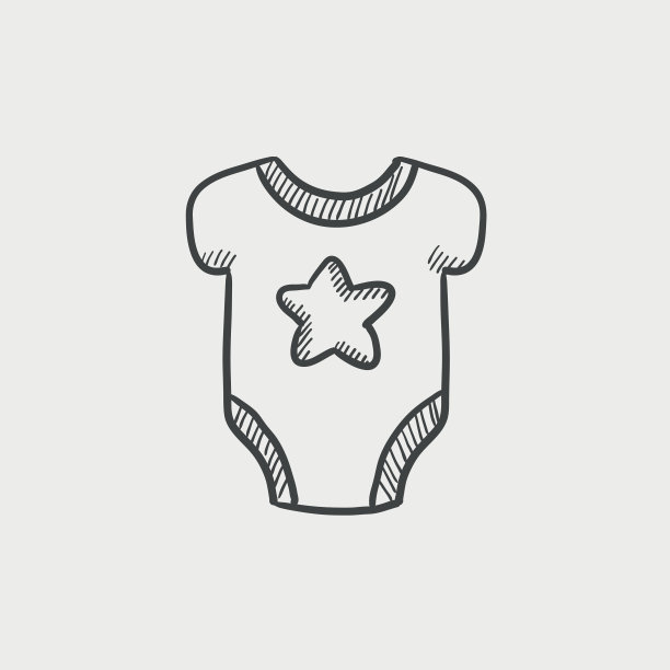 婴儿短袖紧身衣素描图标。图片下载