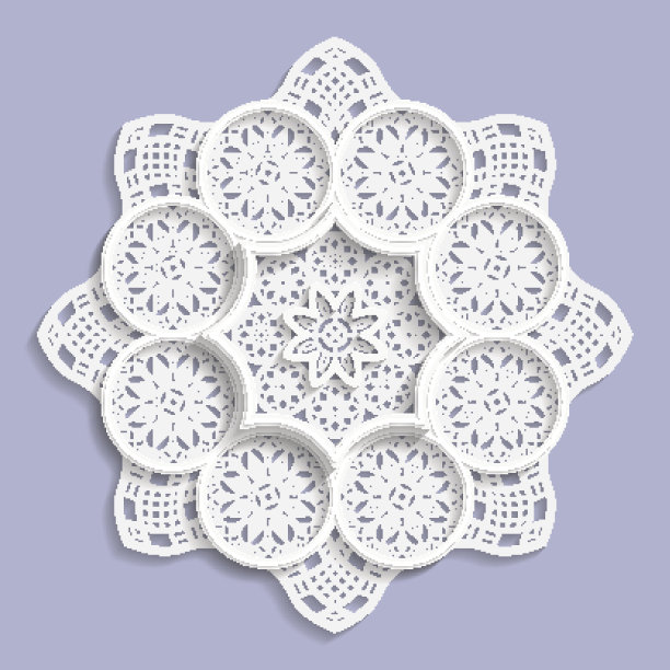 蕾丝3D曼陀罗，圆形对称的镂空图案图片下载