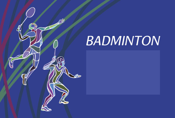 羽毛球男子双打选手。颜色矢量图图片下载