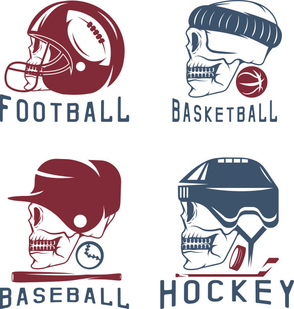 复古运动矢量标签与头骨图片下载