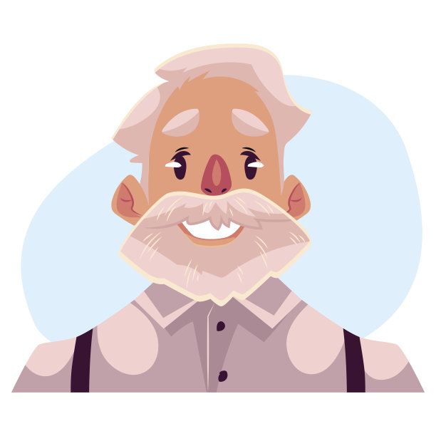 白发苍苍老人面庞，笑容满面图片下载