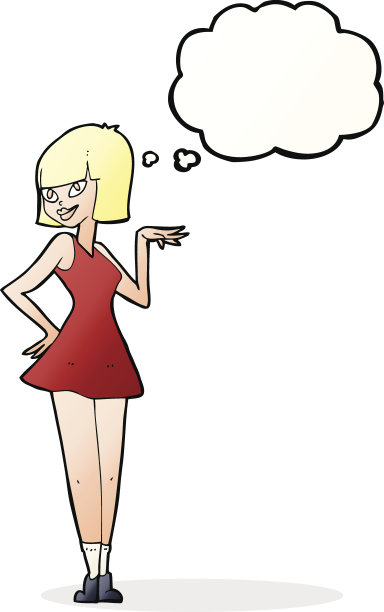 卡通美女与思想泡泡图片下载