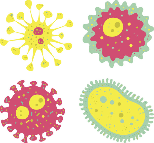 一组病毒和细菌。图片下载
