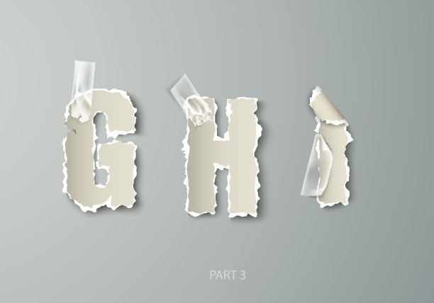 矢量集字母撕纸用透明胶带图片下载