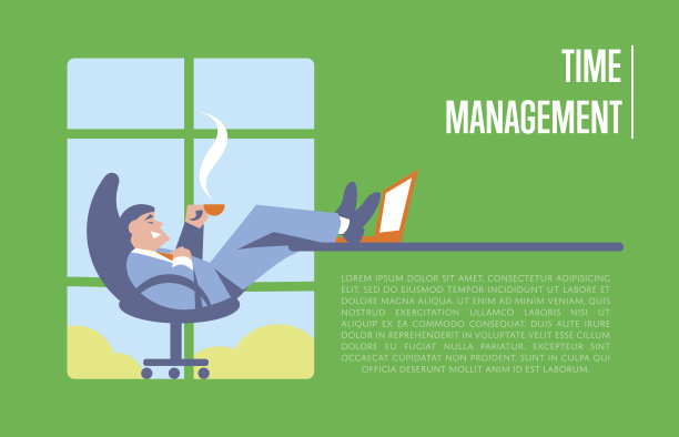 时间管理旗帜与商人图片下载