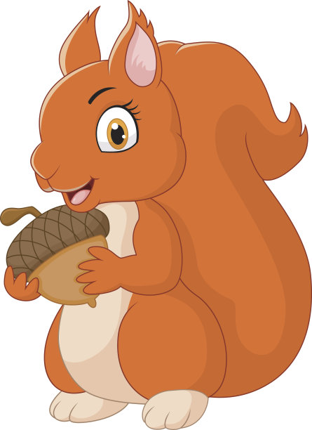 卡通有趣的松鼠拿着松果素材图片