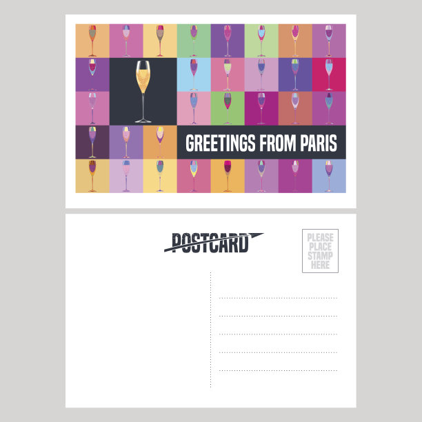 法国巴黎矢量明信片设计图片下载