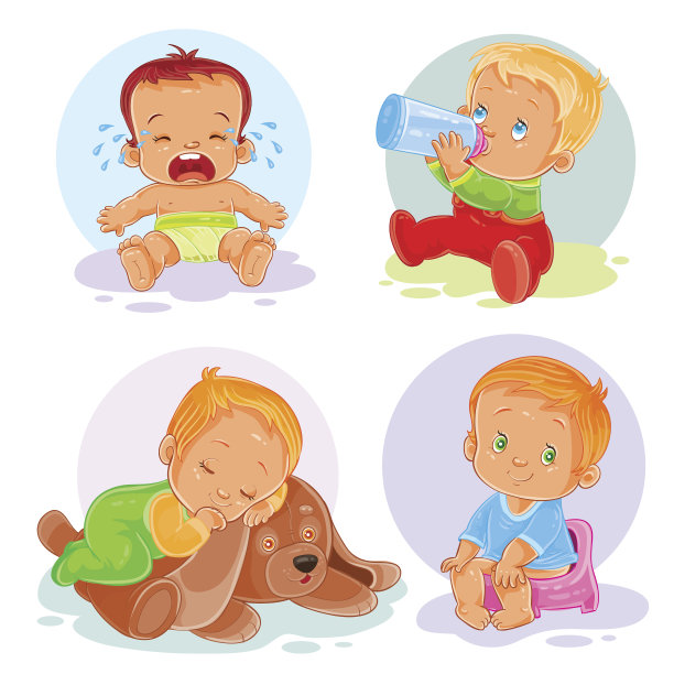 一组向量图标蹒跚学步图片下载