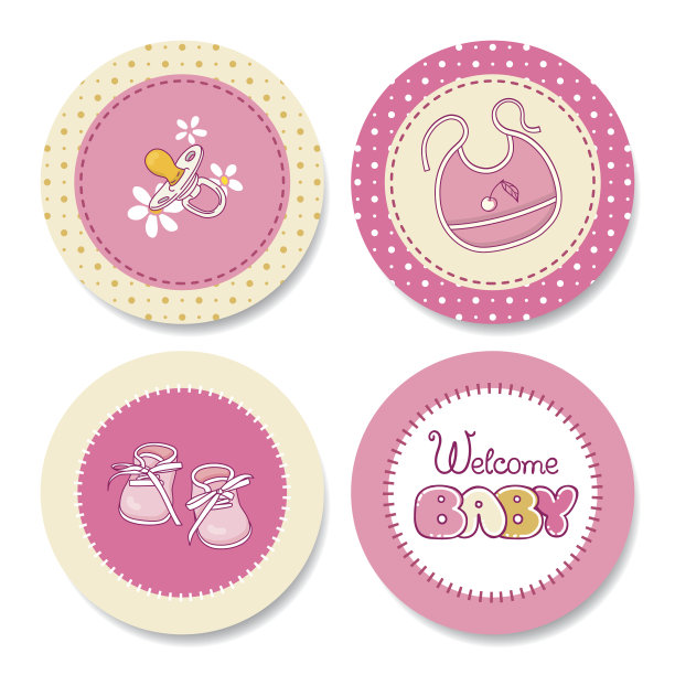 女孩生日的彩色贴纸图片下载