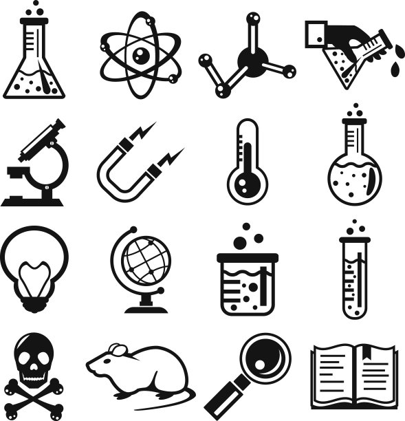 化学与科学黑色图标集图片下载