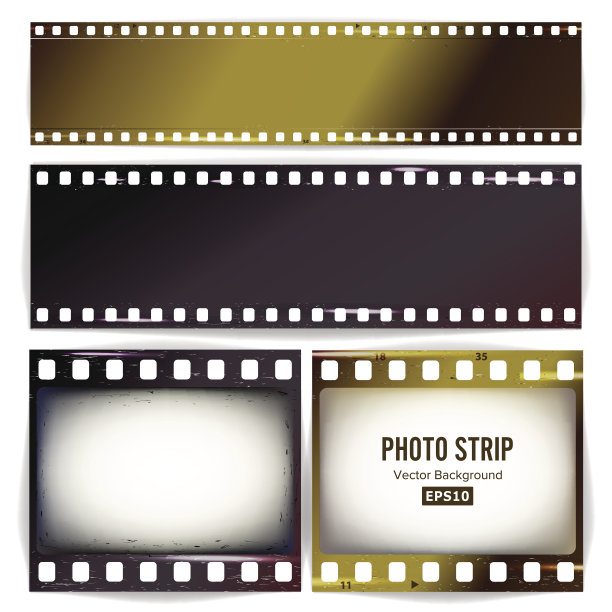 带照片的向量。现实的空框架带空白。垃圾刮花模板隔离透明背景图片下载