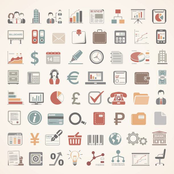 平面图标-商业和金融图片下载