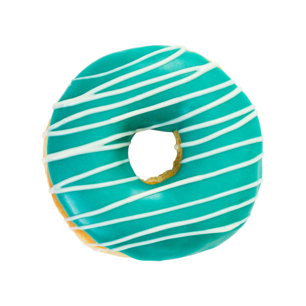 带白色条纹的甜甜圈绿松石色图片下载