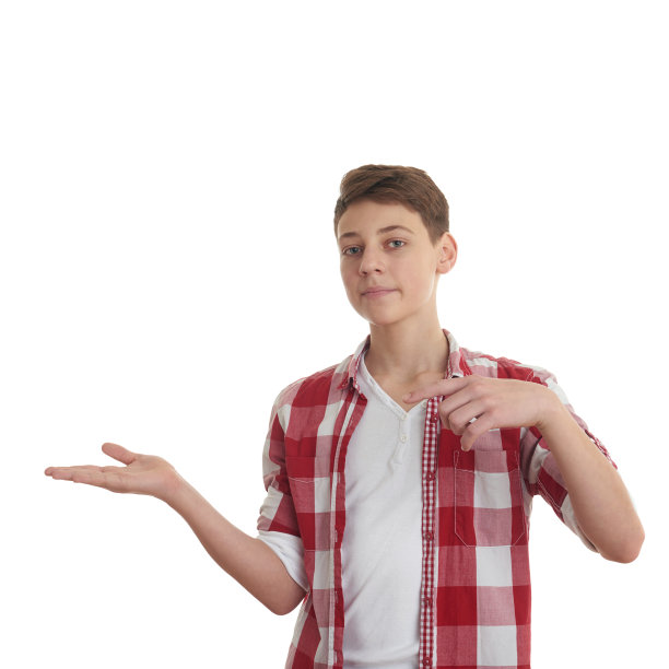 可爱的少年在白色孤立的背景图片下载