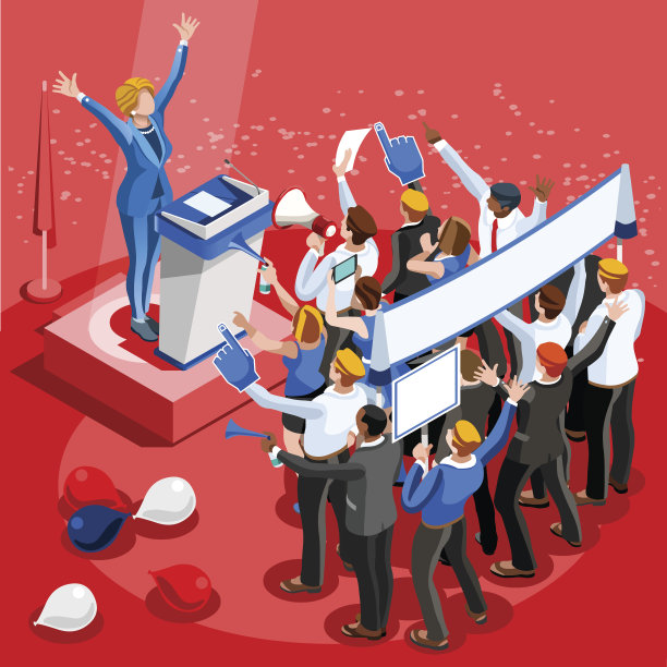 选举信息图表会议中心矢量等距人图片下载