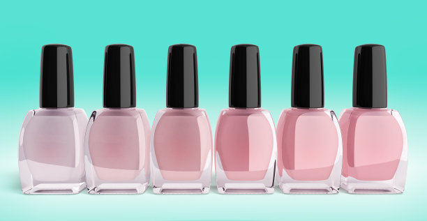 粉色指甲油瓶子的阴影在梯度上3d渲染图片下载