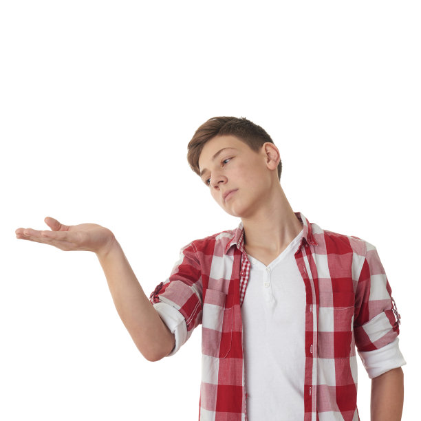 可爱的少年在白色孤立的背景图片下载