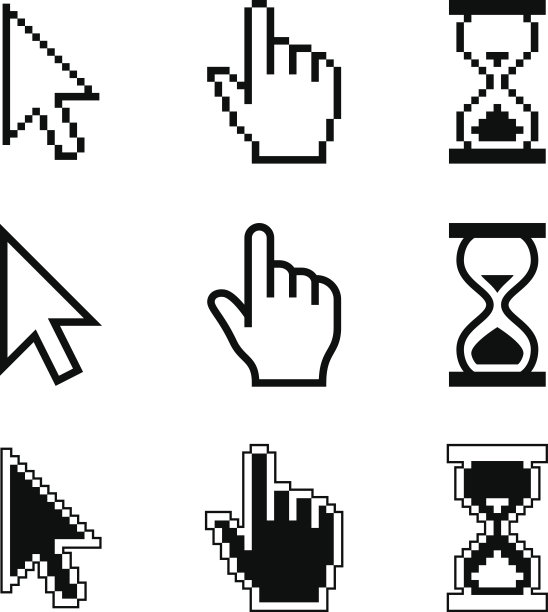 像素光标图标-鼠标光标指针沙漏素材图片