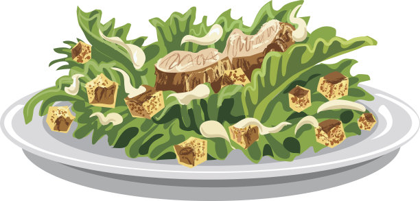 沙拉凯撒配面包丁图片下载