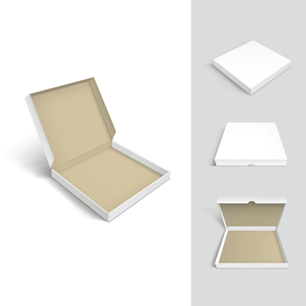 披萨盒硬纸板包装包装矢量集孤立图片下载