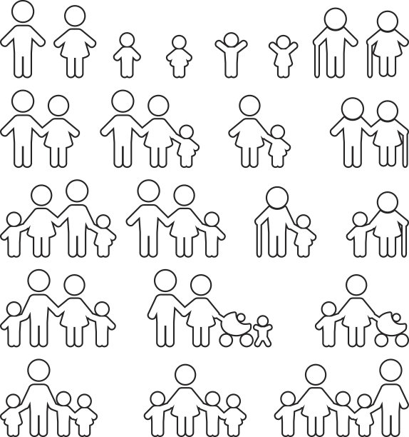 家庭的图标集。图片下载