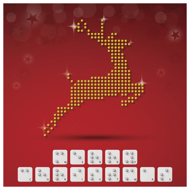 盲文字母圣诞背景旗帜与纸图形风格图片下载