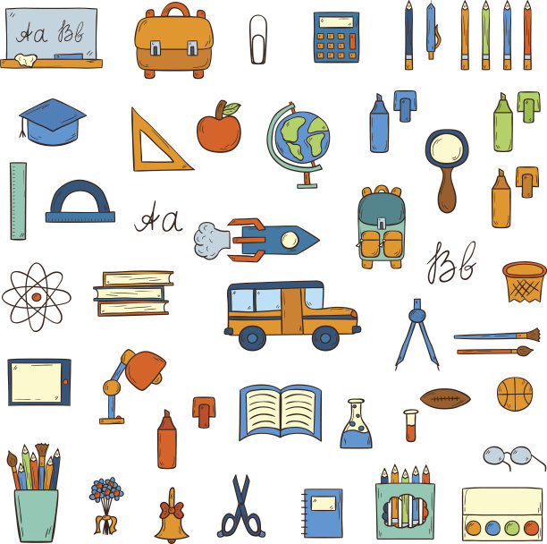 矢量手画回学校图标图片下载