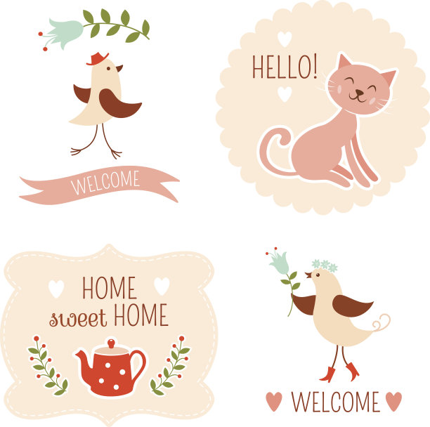 欢迎家居装饰元素图片下载