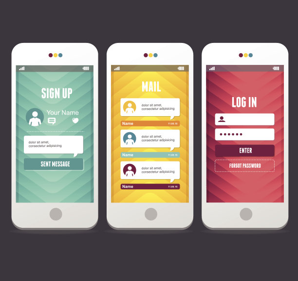 网页设计元素。应用程序的模板。图片下载