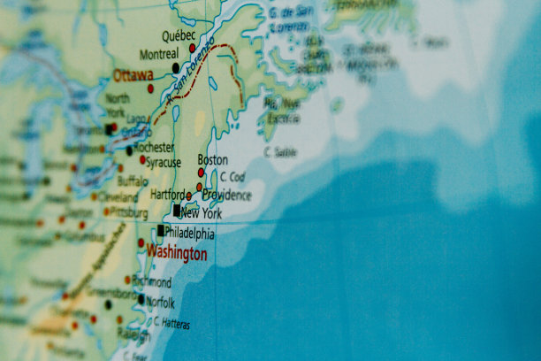 美国华盛顿和纽约的宏观特写地图图片下载