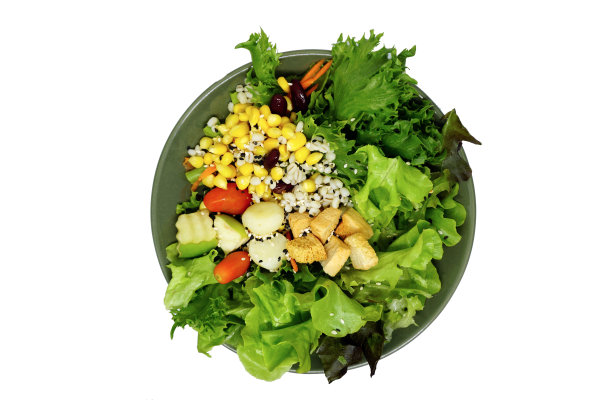 新鲜健康的绿色沙拉与saseme种子图片下载