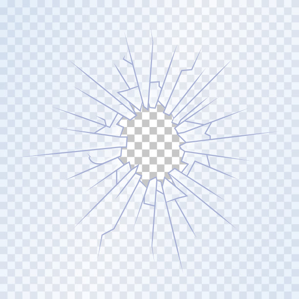 破碎的玻璃在透明的背景。向量图片下载