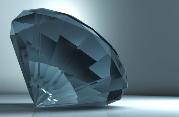 蓝色背景上闪耀的水晶钻石图片下载