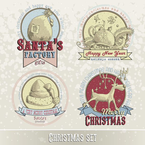 一套圣诞标志和设计图片下载