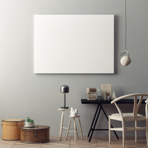 嬉皮士办公室里的空海报素材图片