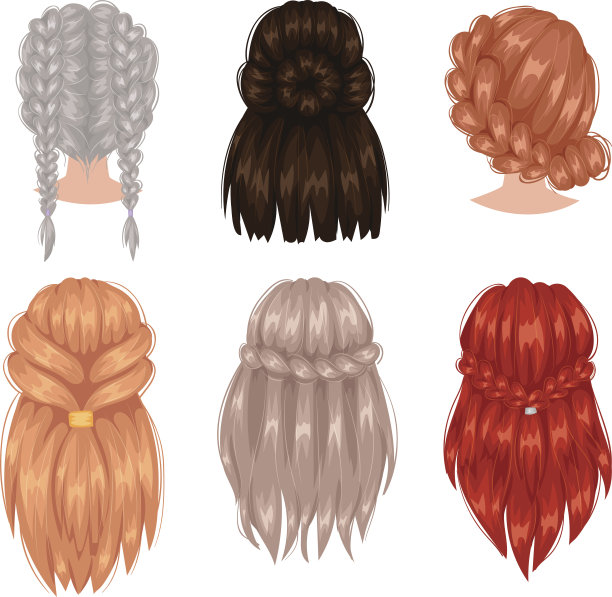 矢量女人发型后视图图片下载