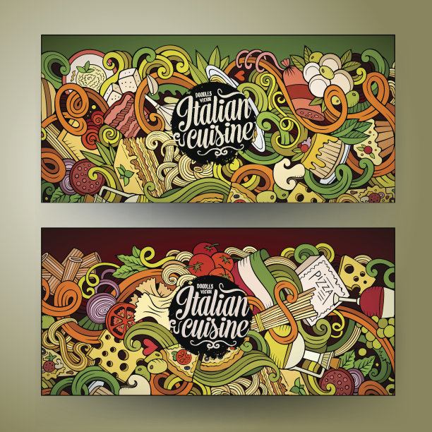 卡通涂鸦意大利美食横幅图片下载