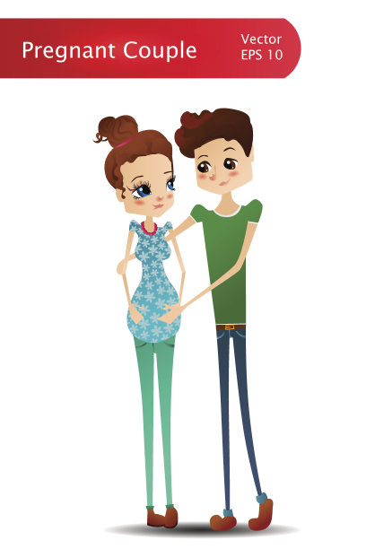 孕妇插画矢量图图片下载