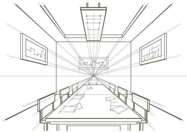 线性建筑草图室内会议室图片下载
