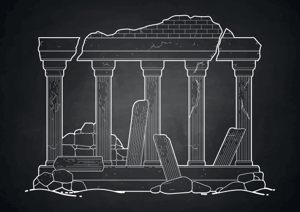 图形损毁的古代建筑图片下载