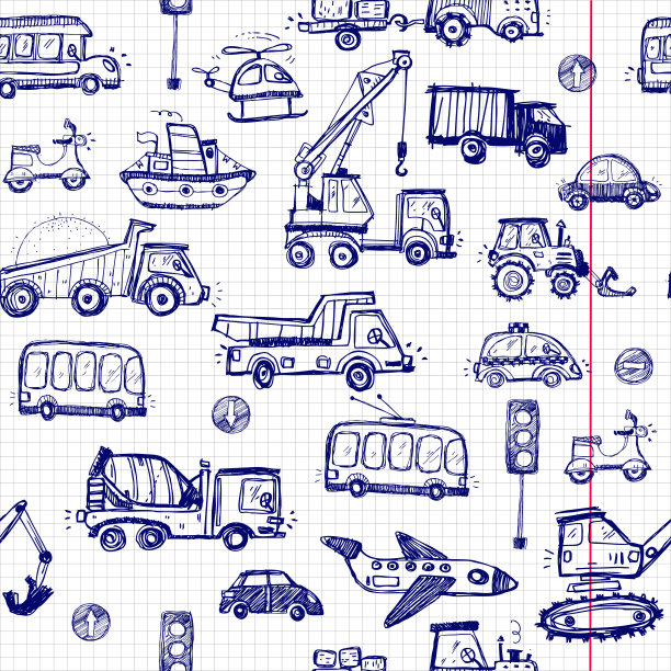 有趣的汽车。儿童无缝图案纹理。图片下载