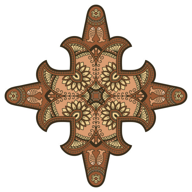 向量颜色曼荼罗。手绘风格。图片下载