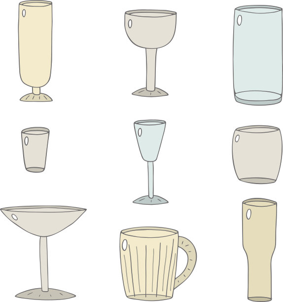 手绘涂鸦饮料玻璃收藏。图片下载