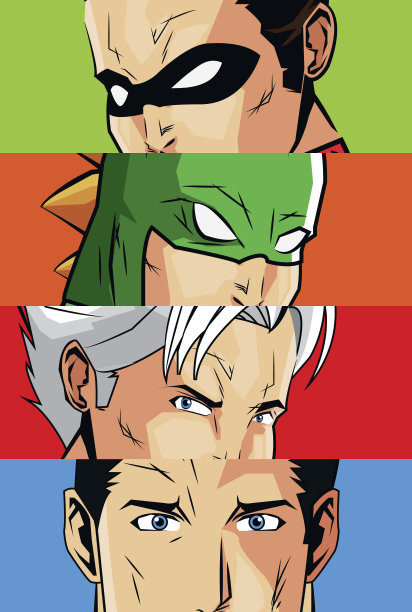 绘制超级英雄卡通，矢量插图图片下载