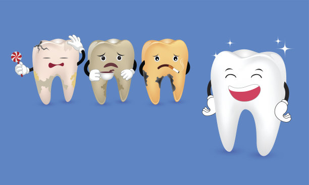 可爱的牙齿字符表达集，素材图片