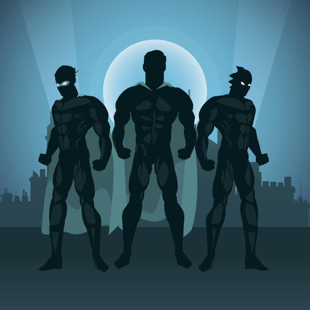 绘制超级英雄卡通，矢量插图素材图片